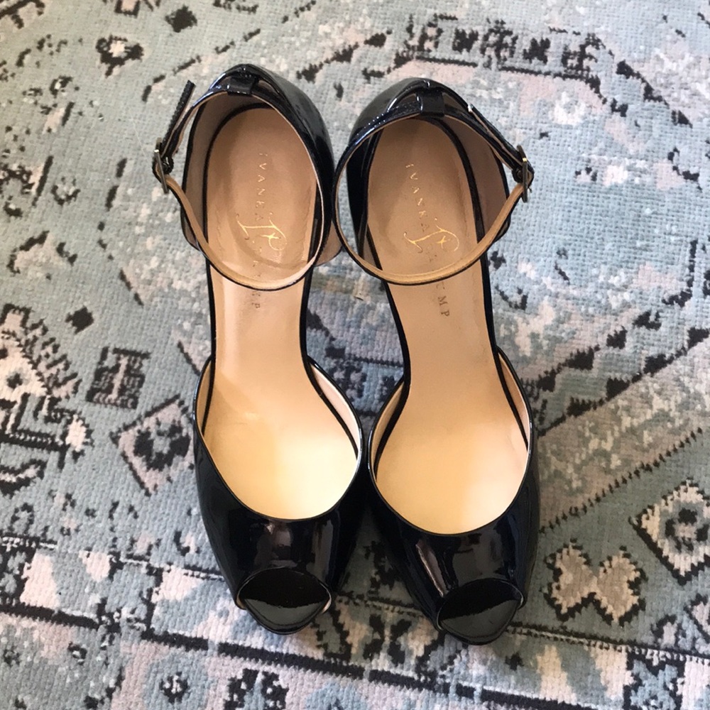 5 inch, black, patent, ankle strap stiletto heals